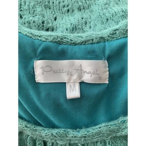 Lagenlook Dress Pretty Angel M Green Layers Ruffles Lace Crochet Fuzzy Lined - Picture 10 of 11